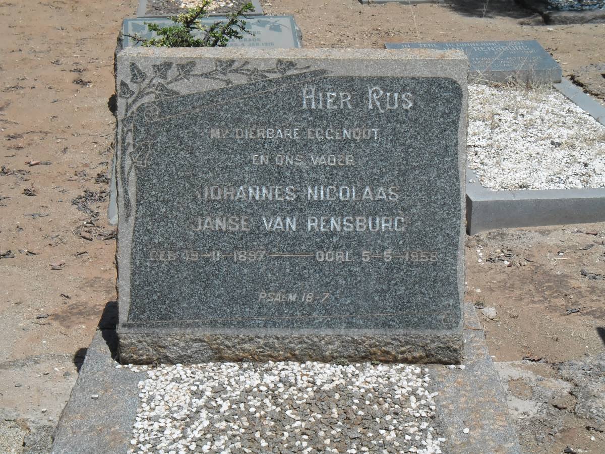 RENSBURG Johannes Nicolaas, Janse van 1897-1958