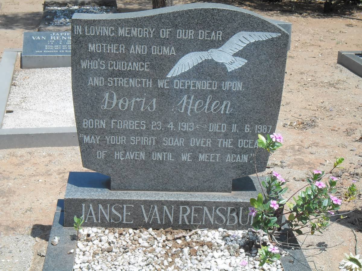 RENSBURG Doris Helen, Janse van nee FORBES 1913-1987