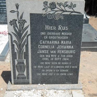 RENSBURG Catharina Maria Cornelia Johanna, Janse van nee VAN WYK 1889-1964