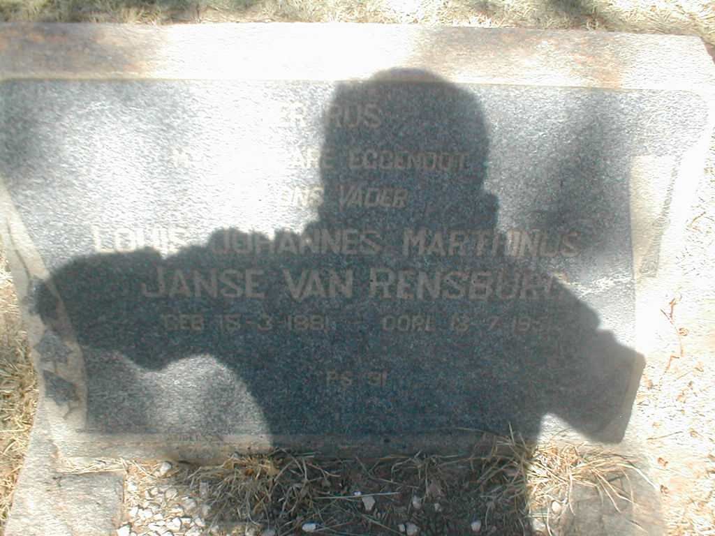RENSBURG Louis Johannes Marthinus, Janse van 1881-1951
