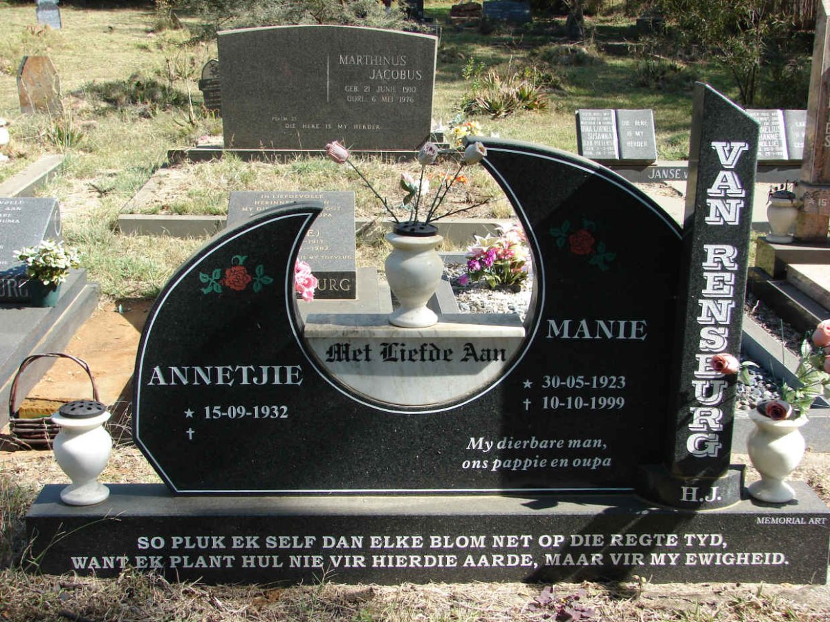 RENSBURG Manie, van 1923-1999 &amp; Annetjie 1932-