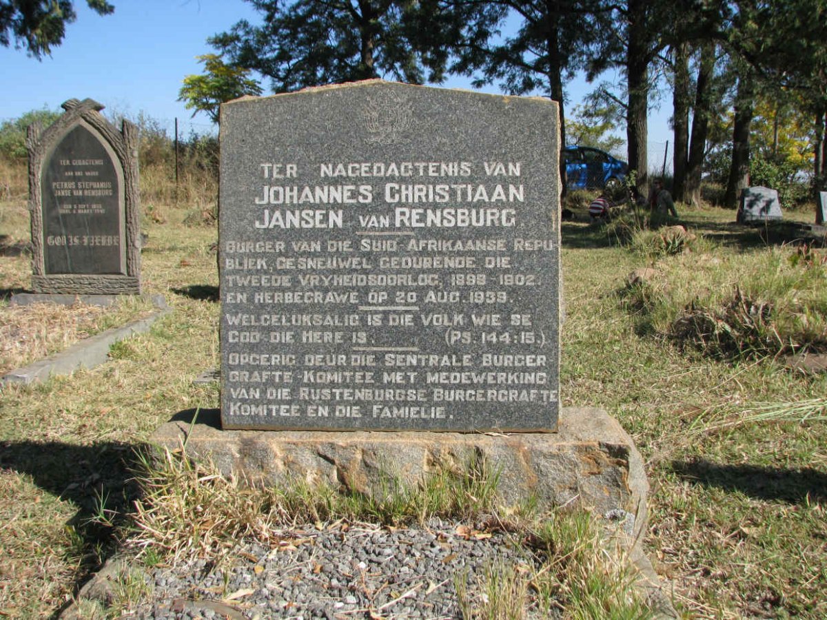 RENSBURG Johannes Christiaan, Jansen van  -1902