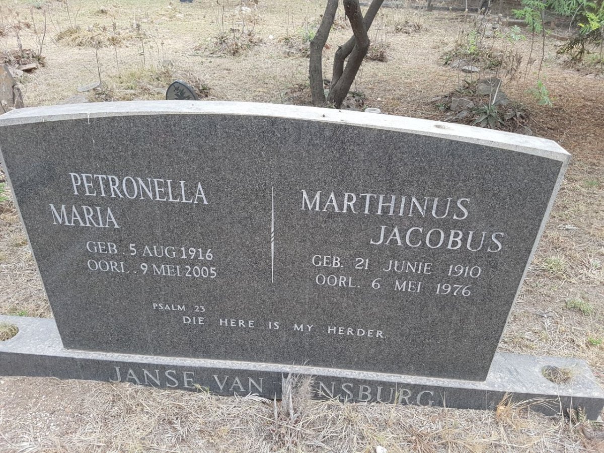 RENSBURG Marthinus Jacobus, Janse van 1910-1976 &amp; Petronella Maria 1916-2005