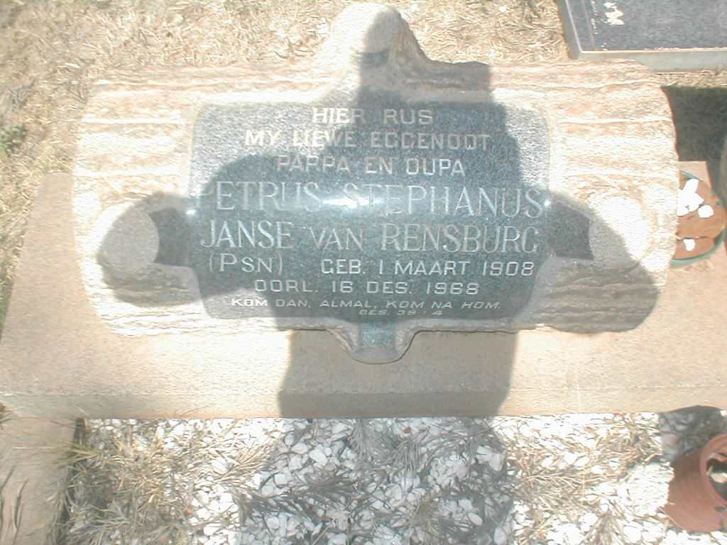 RENSBURG Petrus Stephanus, Janse van 1908-1968