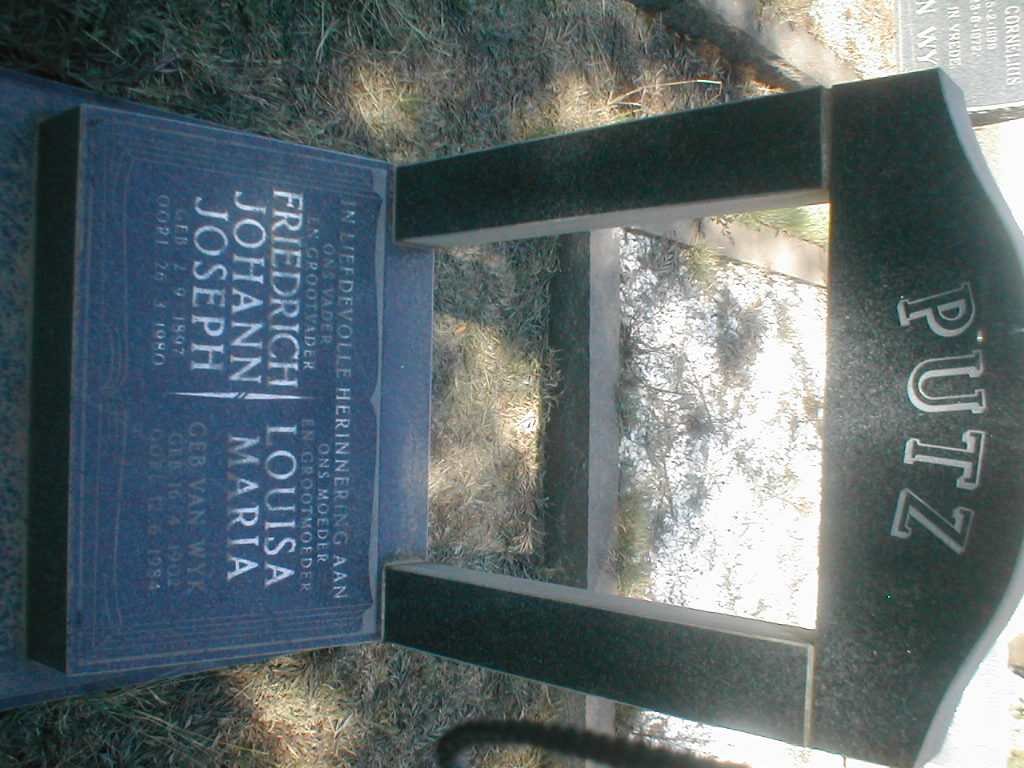 PUTZ Friedrich Johann Joseph 1897-1980 &amp; Louisa Maria VAN WYK 1902-1984
