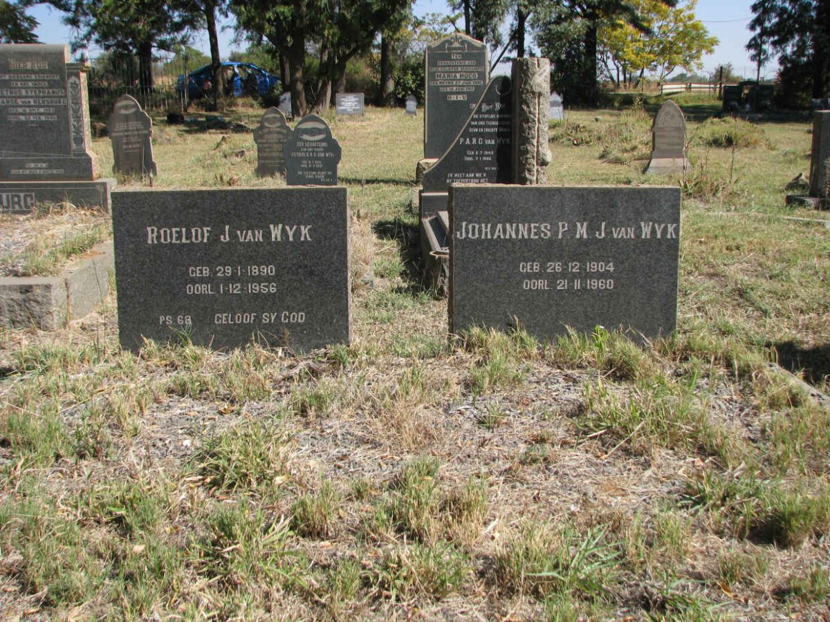 WYK Roeloef J, van  1890-1956 :: VAN WYK Johannes P.M.J. 1904-1960