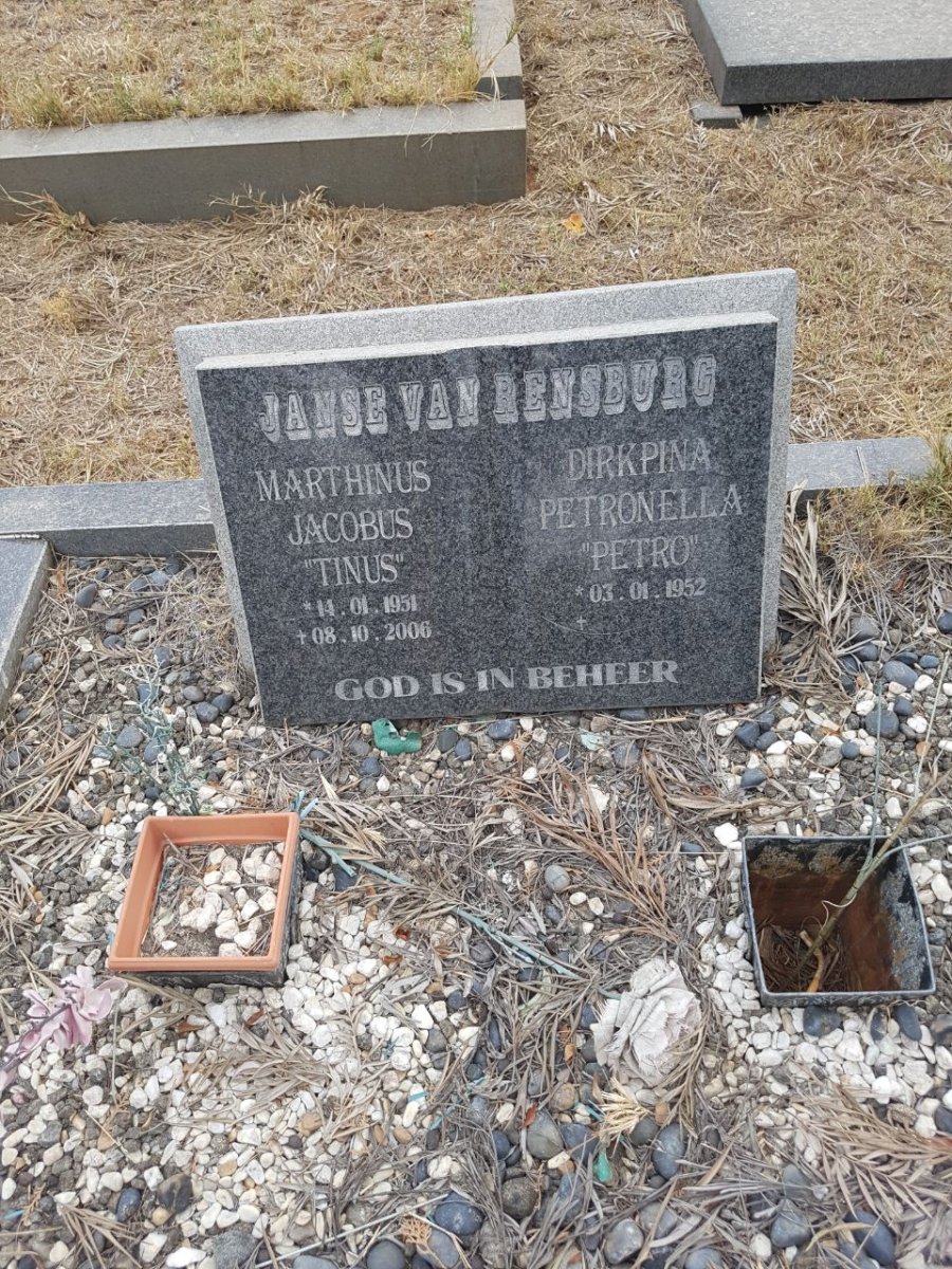 RENSBURG Marthinus Jacobus, Janse van 1951-2006 &amp; Dirkpina Petronella 1952-