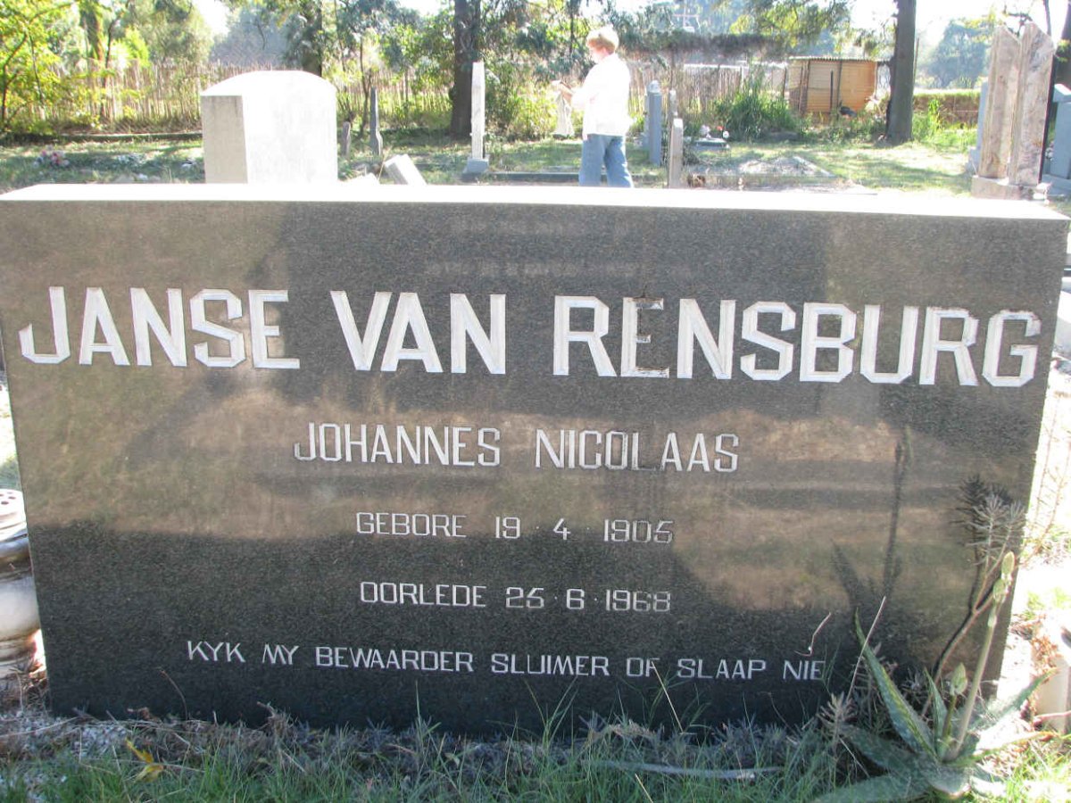 RENSBURG Johannes Nicolaas, Janse van 1905-1968