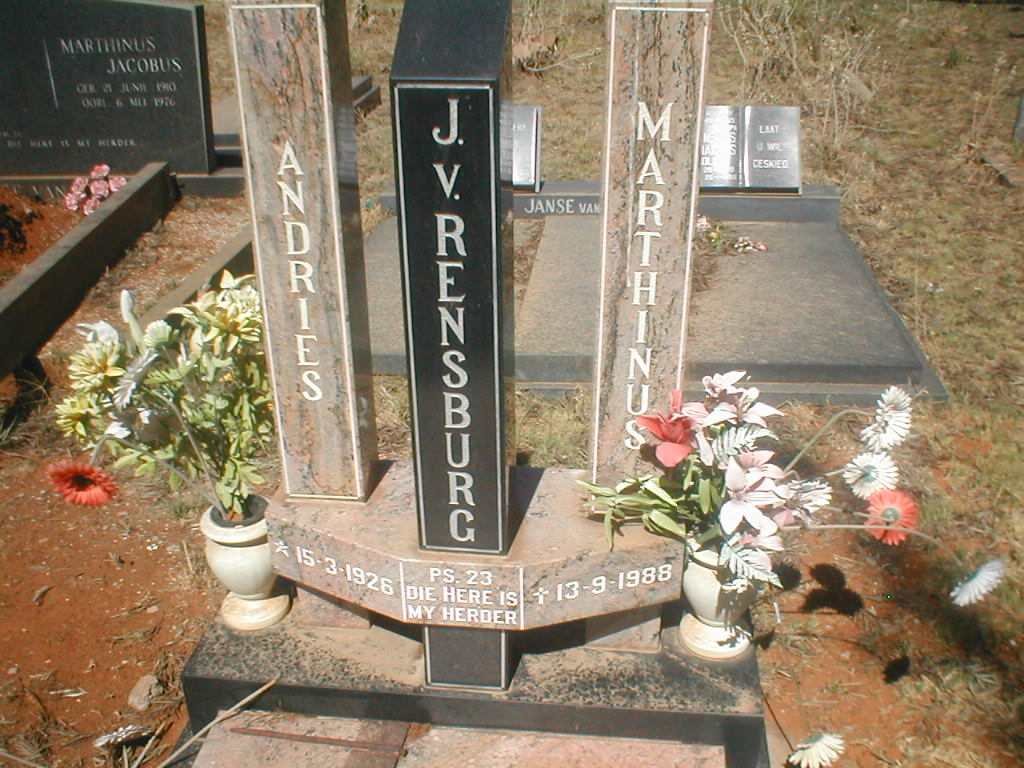 RENSBURG Andries Marthinus, J. van 1926-1988