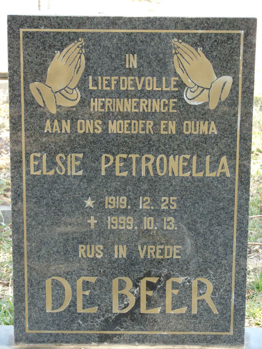 BEER Elsie Petronella, de 1919-1999