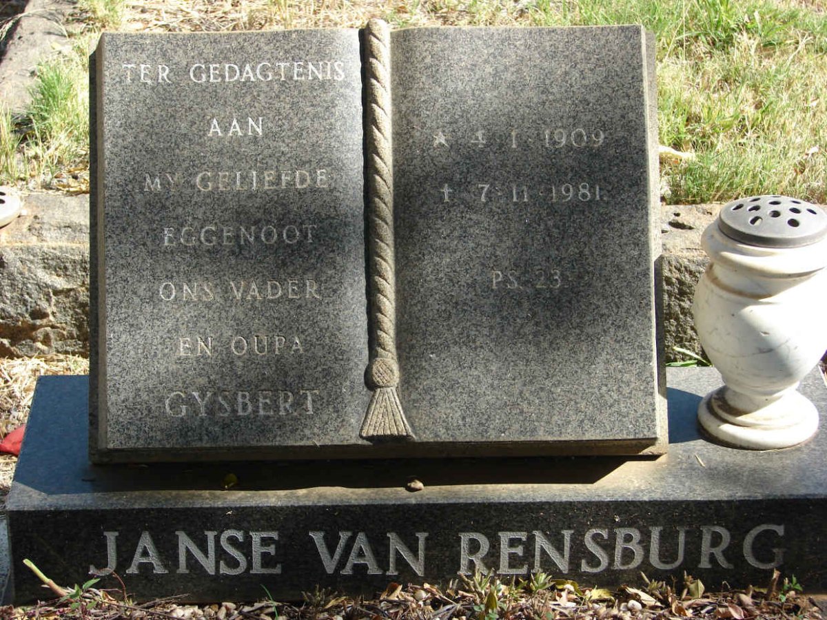 RENSBURG Gysbert, Janse van 1909-1981