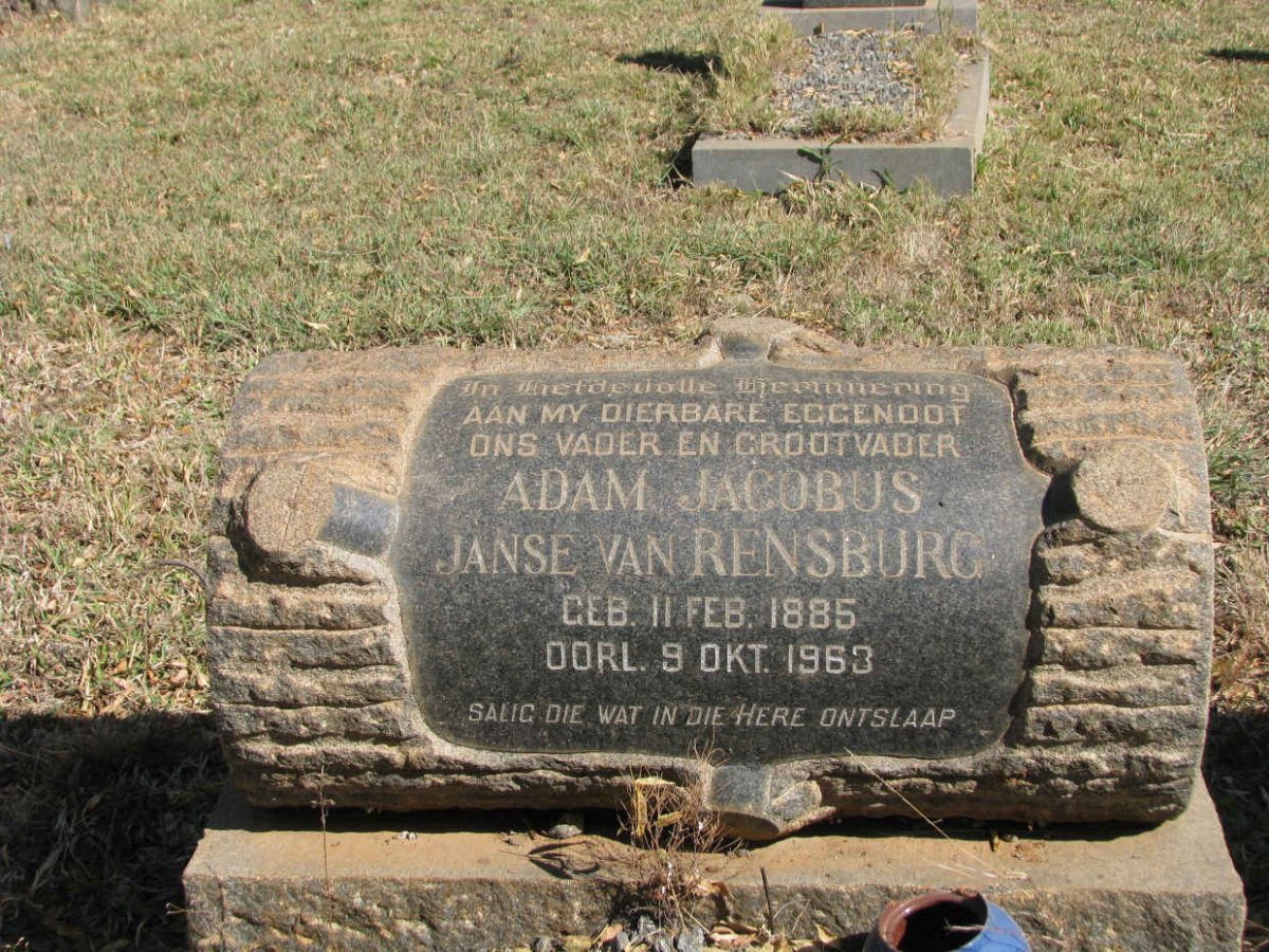 RENSBURG Adam Jacobus, Janse van 1885-1963
