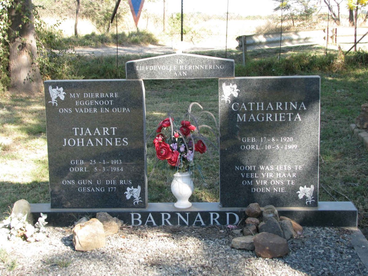 BARNARD Tjaart Johannes 1913-1984 &amp; Catharina Magrieta 1920-1999
