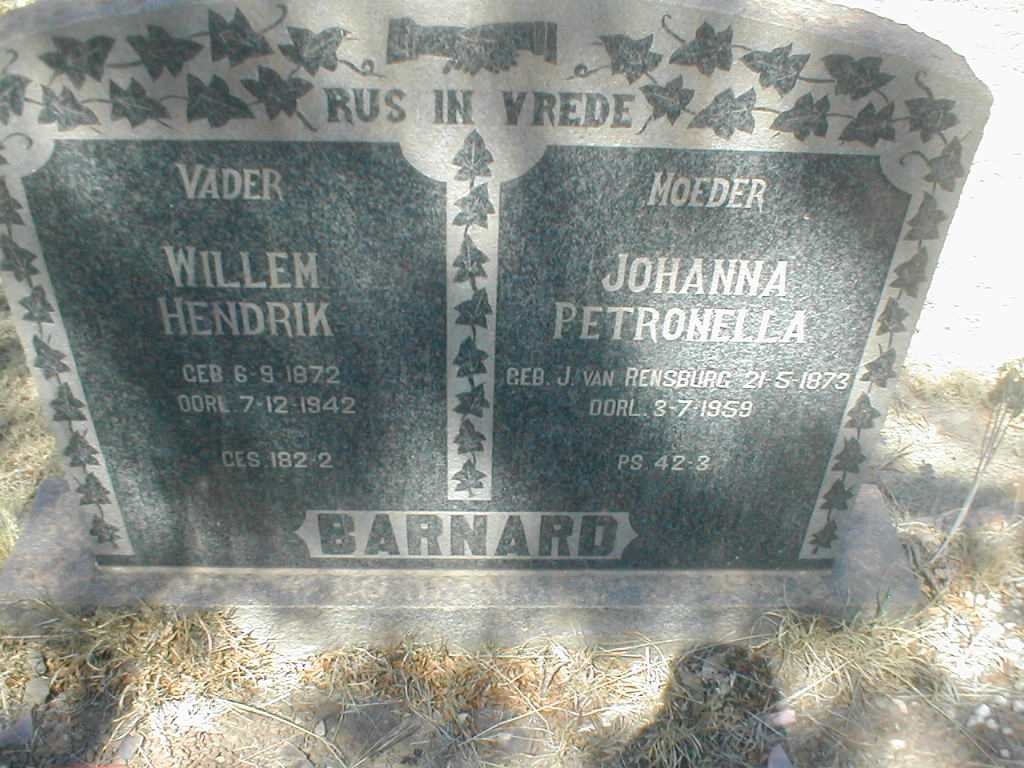 BARNARD Willem Hendrik 1872-1942 &amp; Johanna Petronella J. VAN RENSBURG 1873-1959
