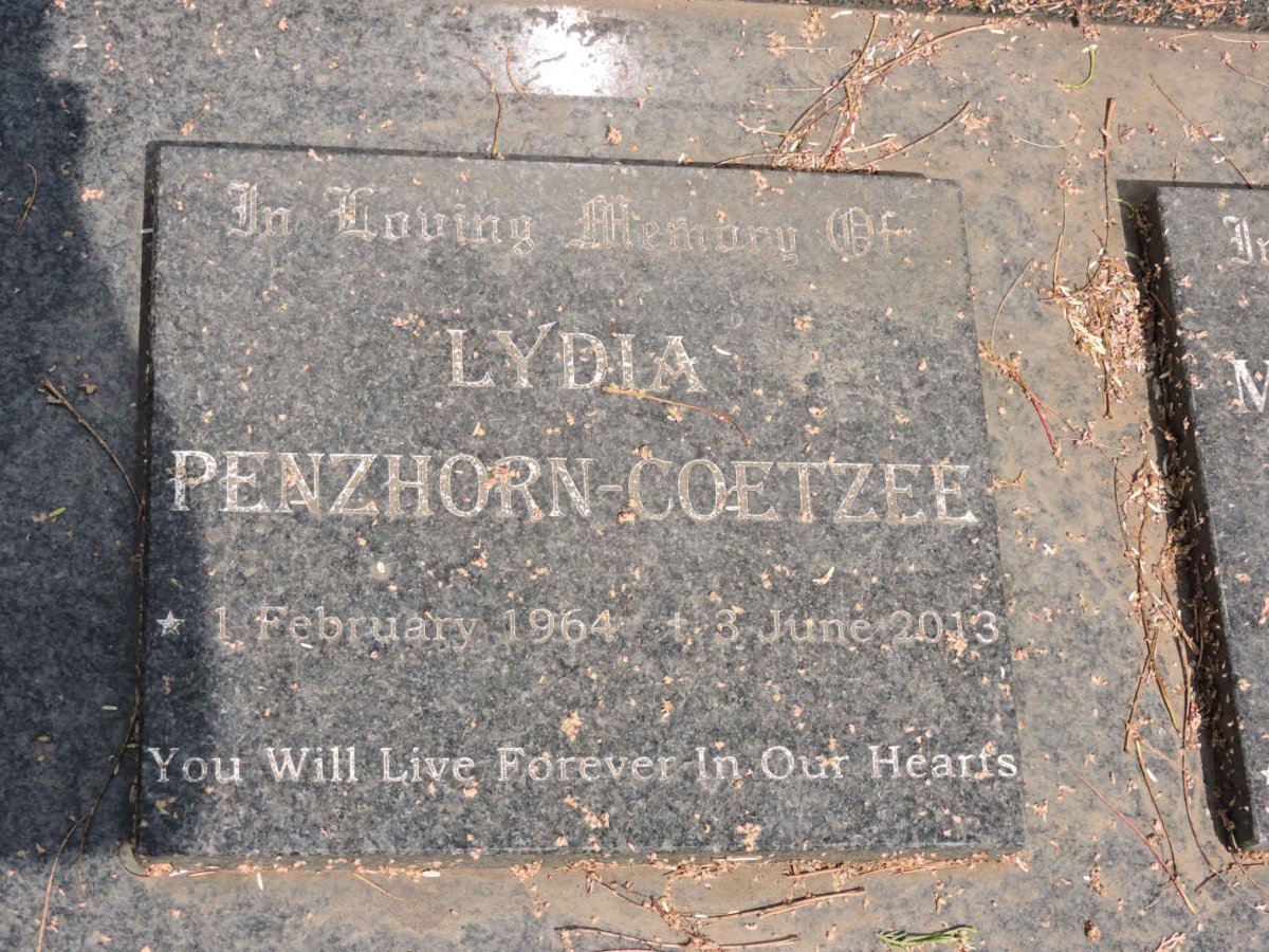 COETZEE Lydia, PENZHORN 1964-2013
