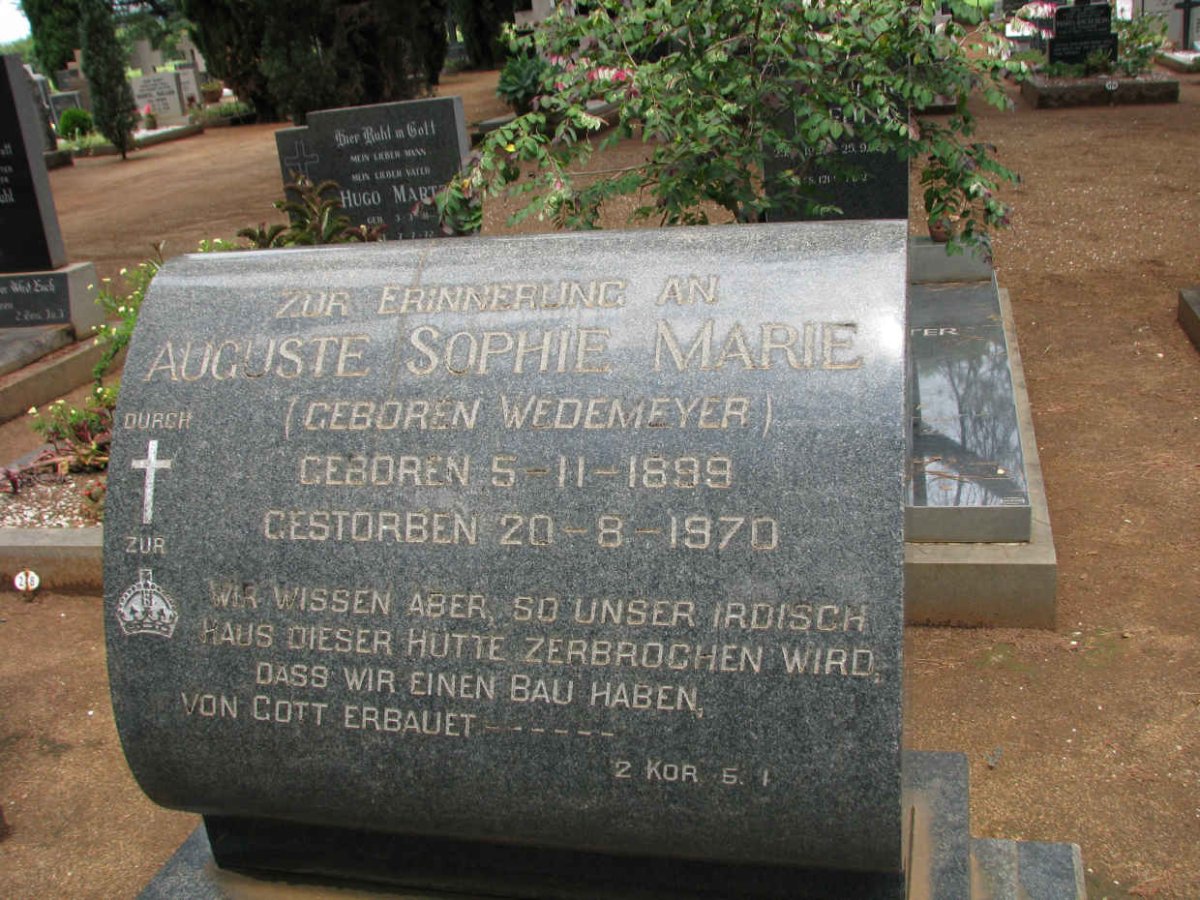 JANSSEN Auguste Sophie Marie nee WEDEMEYER 1899-1970