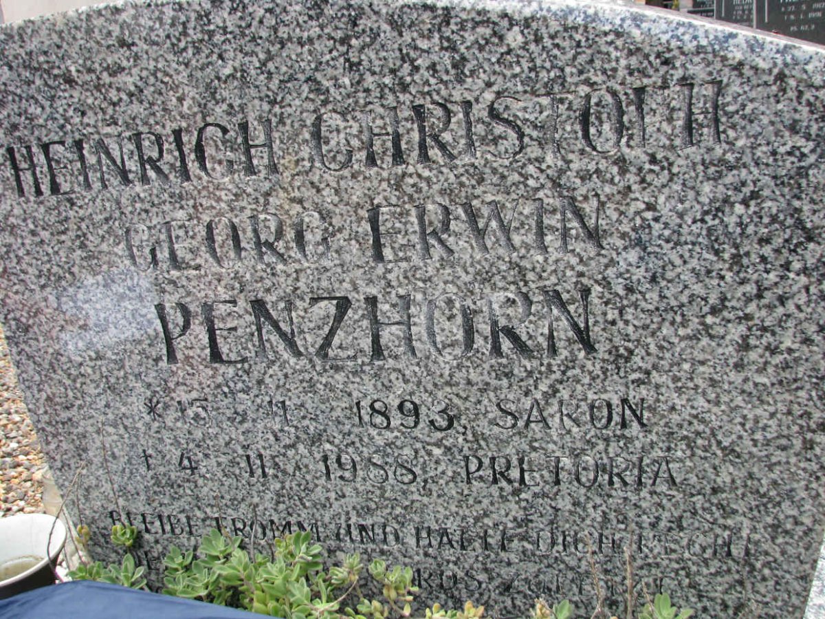 PENZHORN Heinrich Christoph Georg Erwin 1893-1988