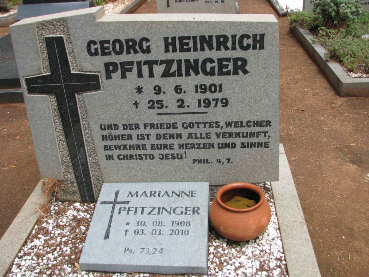 PFITZINGER Georg Heinrich 1901-1979 &amp; Marianne 1908-2010