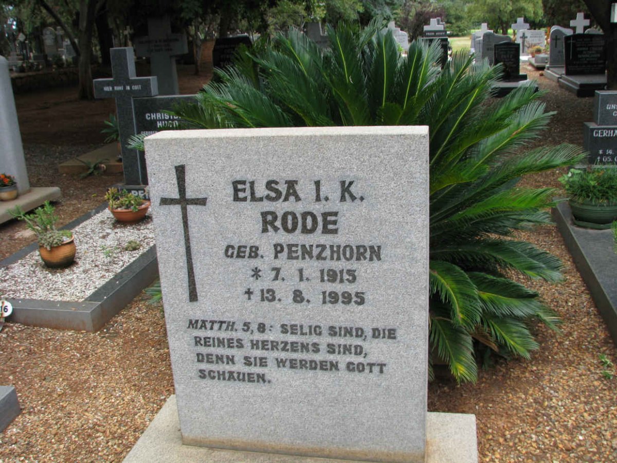 RODE Elsa I.K. nee PENZHORN 1915-1995