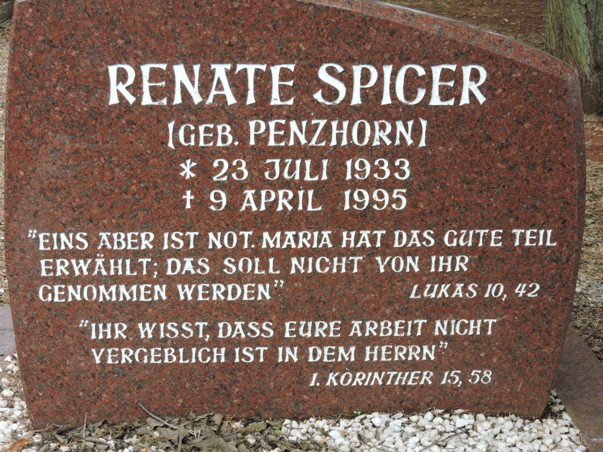 SPICER Renate nee PENZHORN 1933-1995