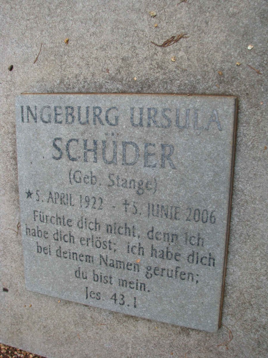 SCHUDER Hubert 1908-1986 &amp; Ingeburg Ursula STANGE 1922-2006