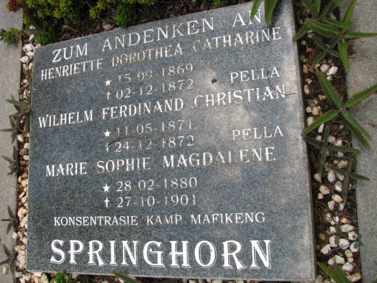 SPRINGHORN Henriette Dorothea Catharine 1869-1872 :: SPRINGHORN Wilhelm Ferdinand Christian 1871-1872
