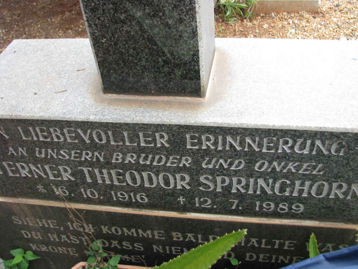 SPRINGHORN ?erner Theodor 1916-1989