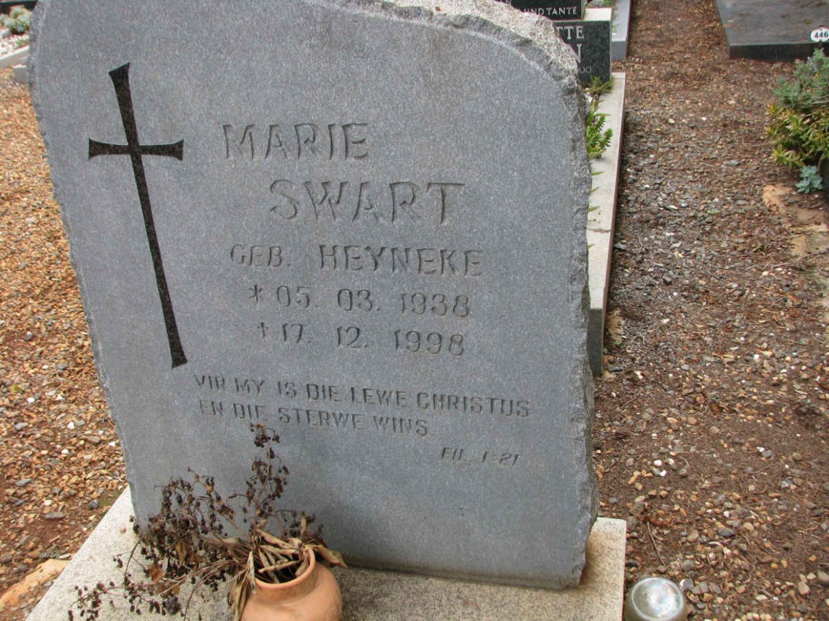 SWART Marie nee HEYNEKE 1938-1998