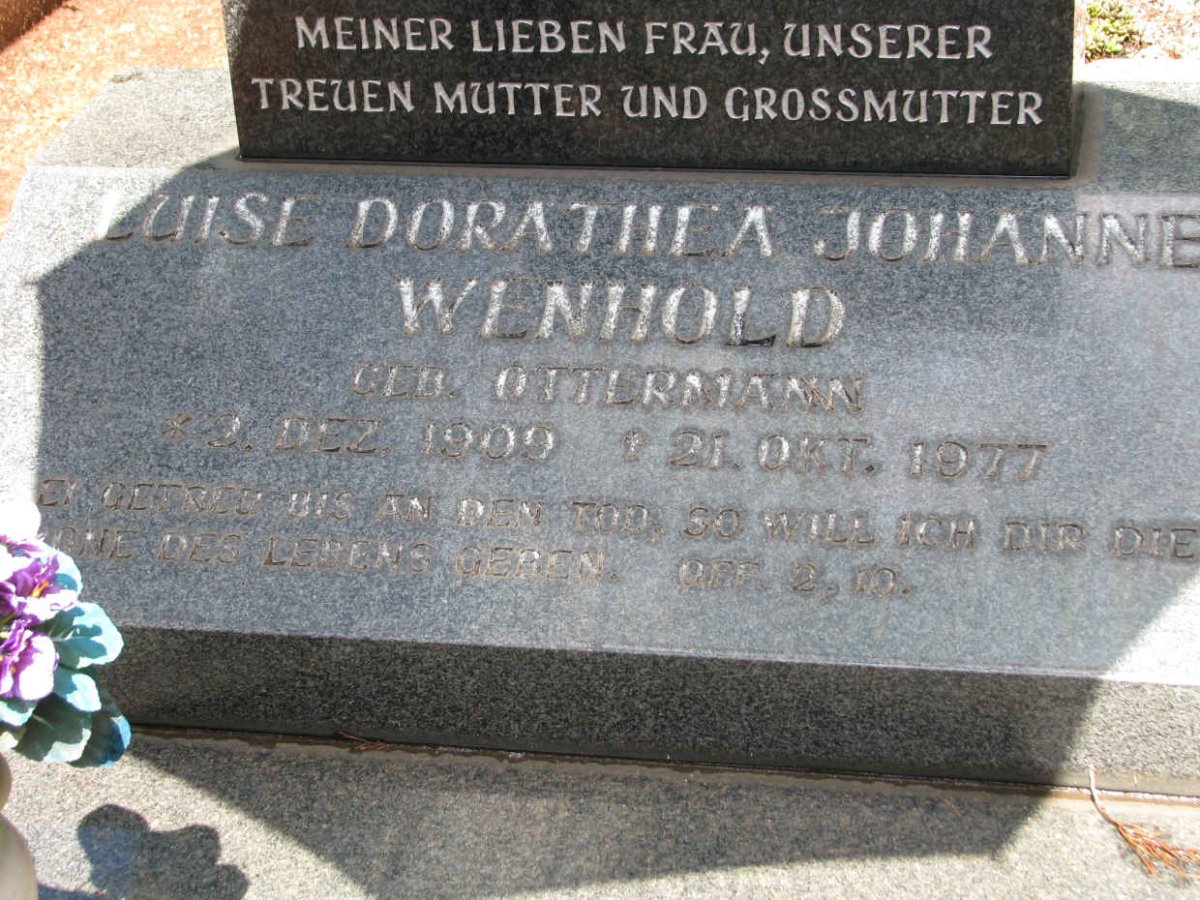 WENHOLD Luise Dorathea Johanne nee OTTERMANN 1909-1977
