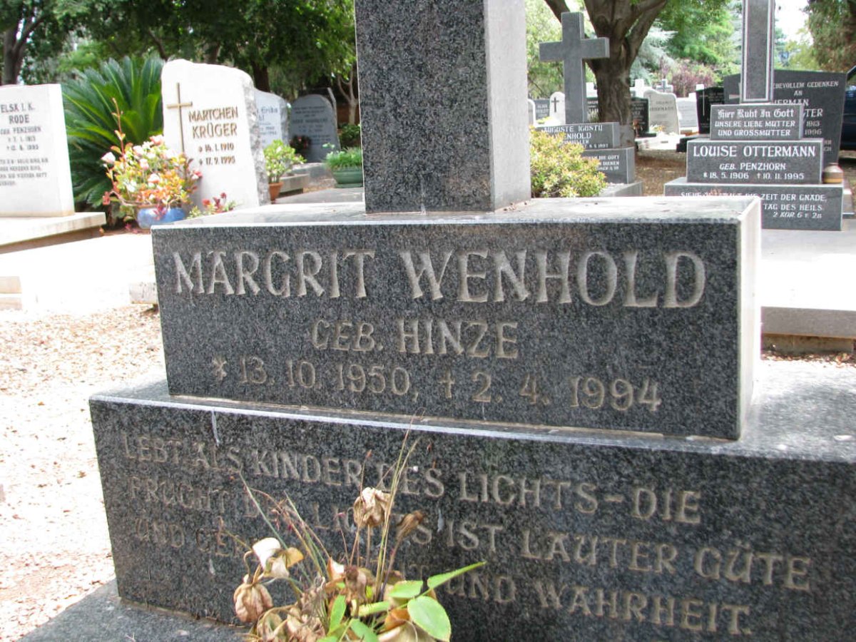 WENHOLD Margrit nee HINZE 1950-1994