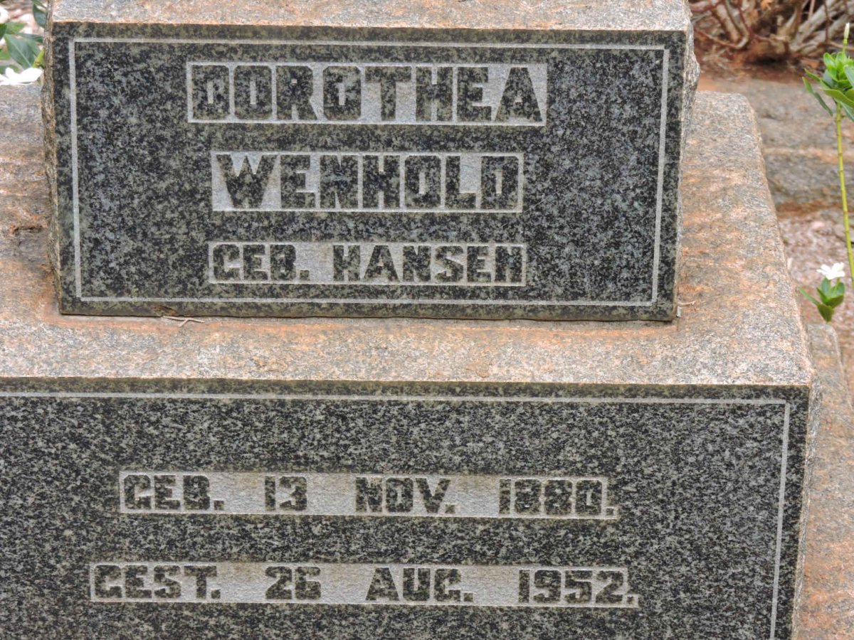 WENHOLD Dorothea nee HANSEN 1880-1952
