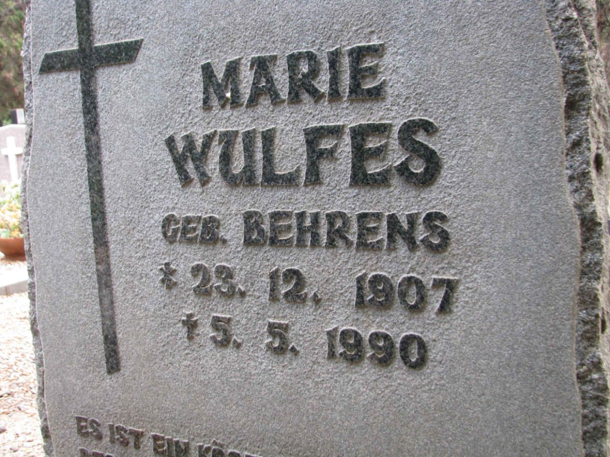 WULFES Marie nee BEHRENS 1907-1990