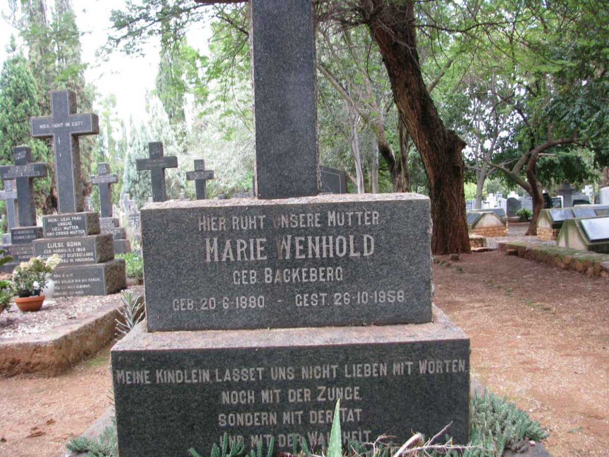 WENHOLD Marie nee BACKEBERG 1880-1958