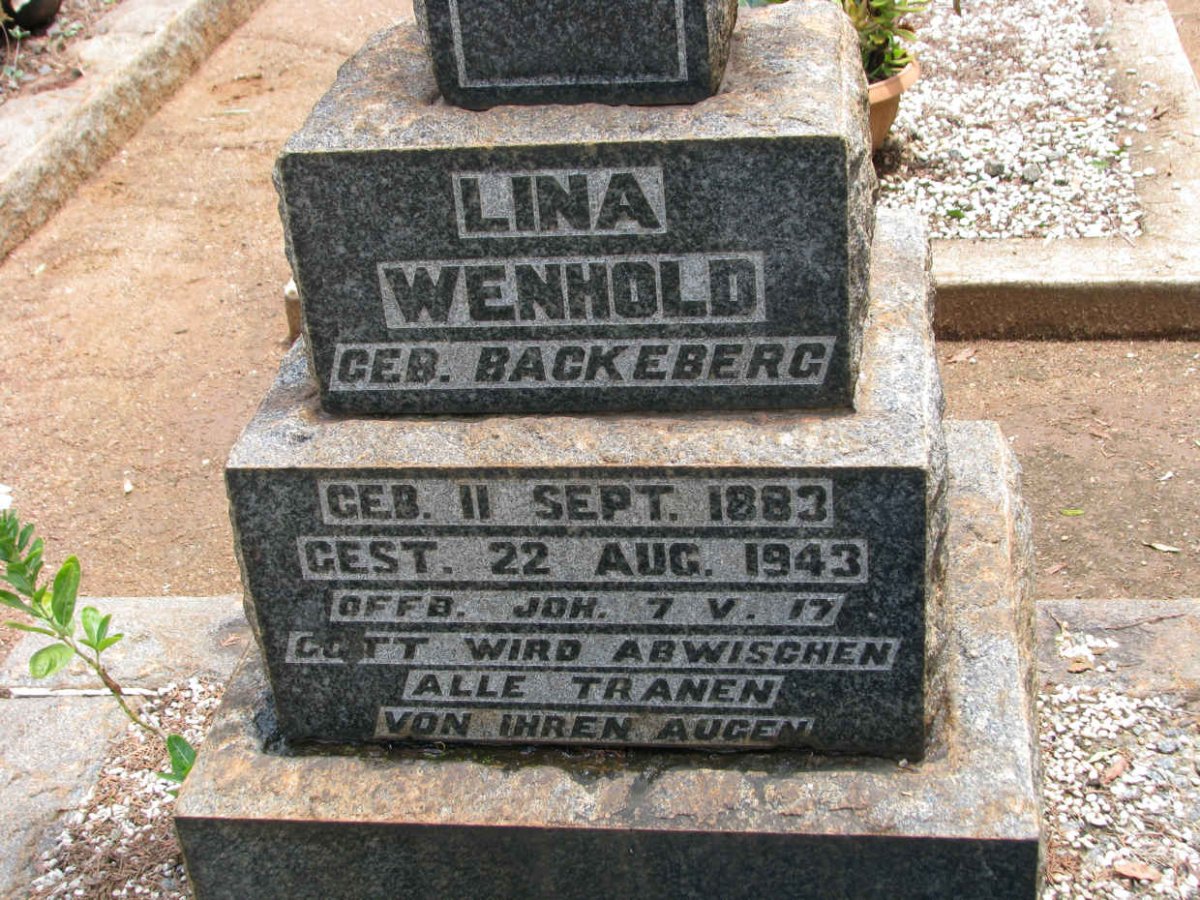 WENHOLD Lina nee BACKEBERG 1883-1943