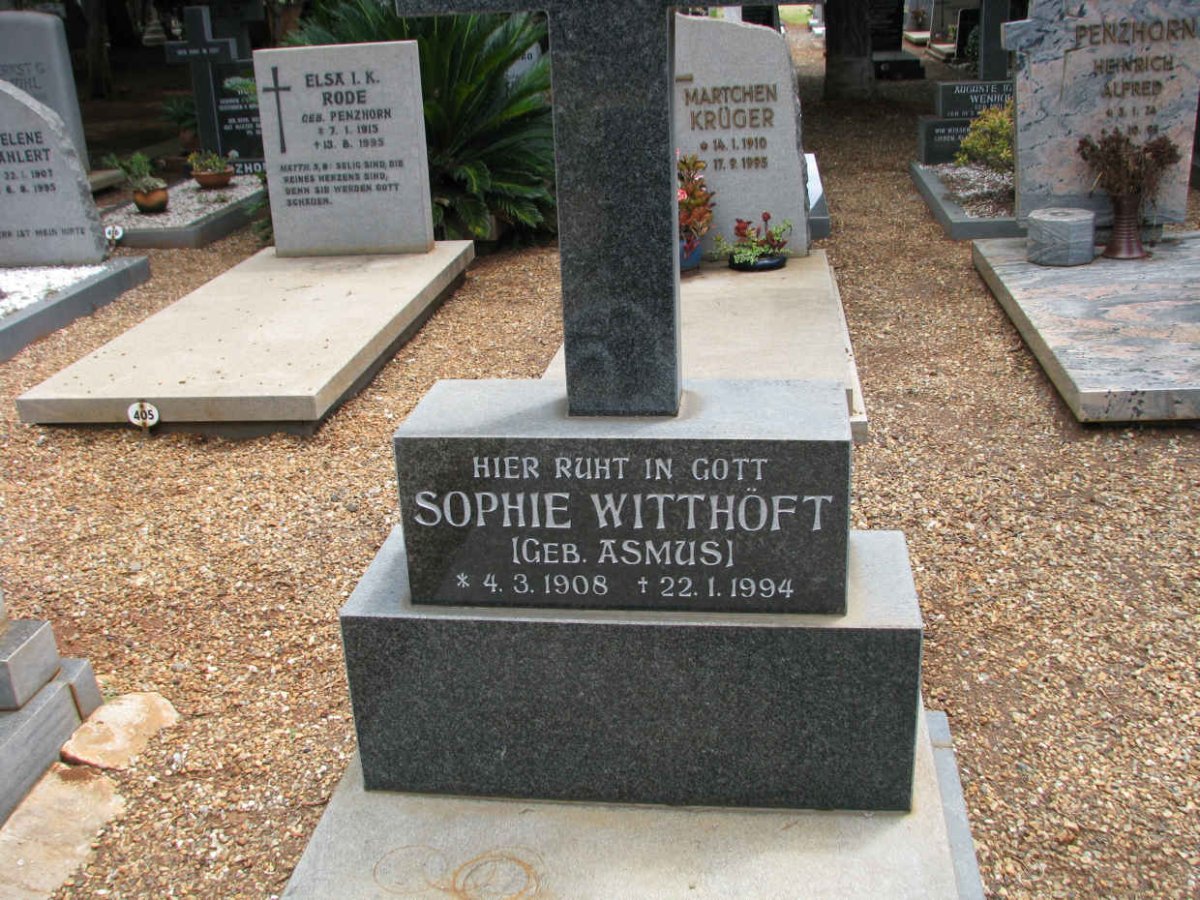 WITTHÖFT Sophie nee ASMUS 1908-1994