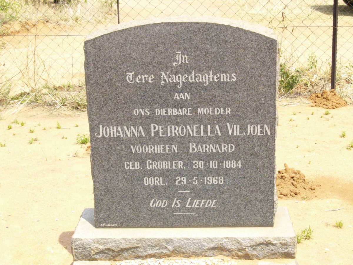 VILJOEN Johanna Petronella voorheen BARNARD nee GROBLER 1884-1968