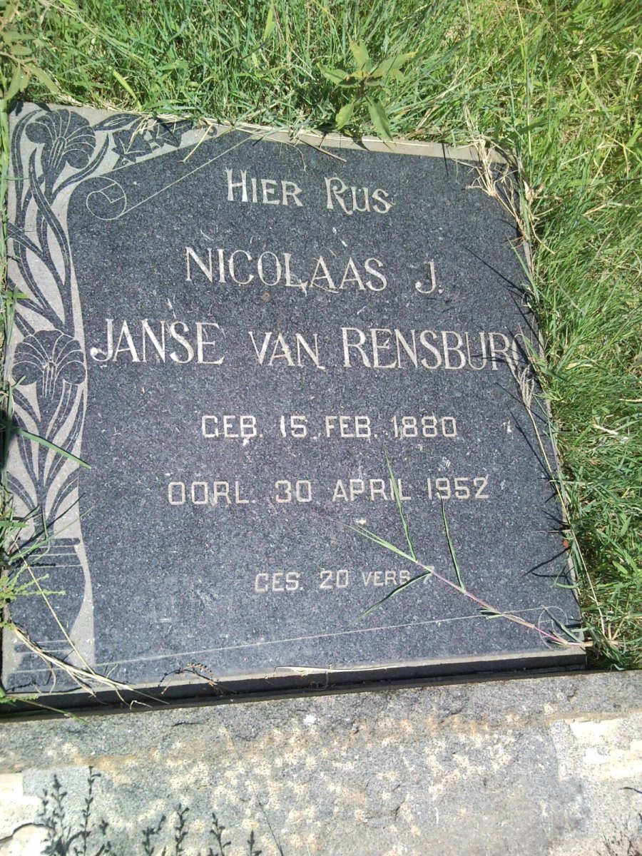 RENSBURG Nicolaas J., Janse van 1880-1952