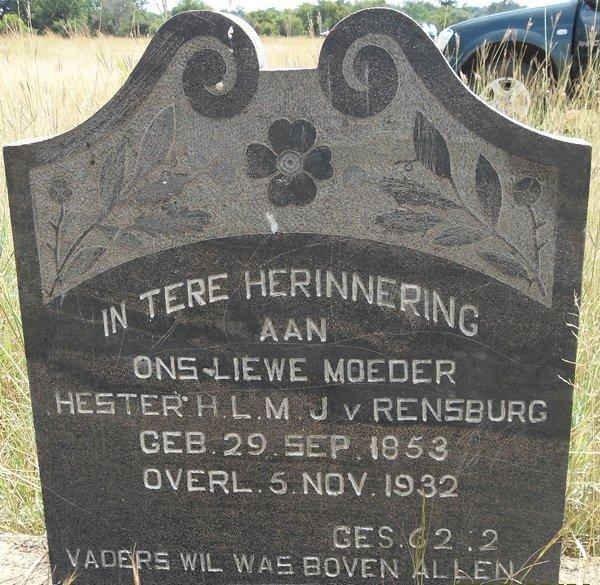 RENSBURG Hester H.L.M., J.v. 1853-1932 