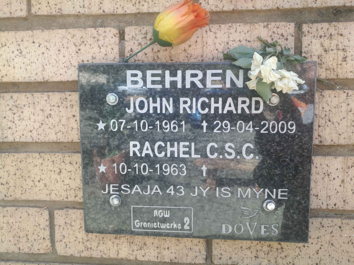 BEHRENS John Richard 1961-2009 &amp; Rachel C.S.C. 1963-