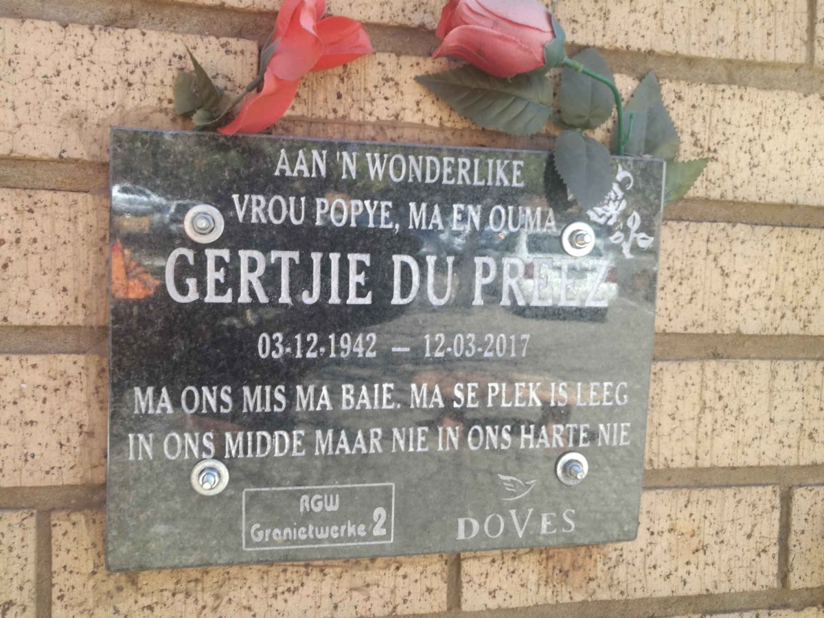 PREEZ Gertjie, du 1942-2017