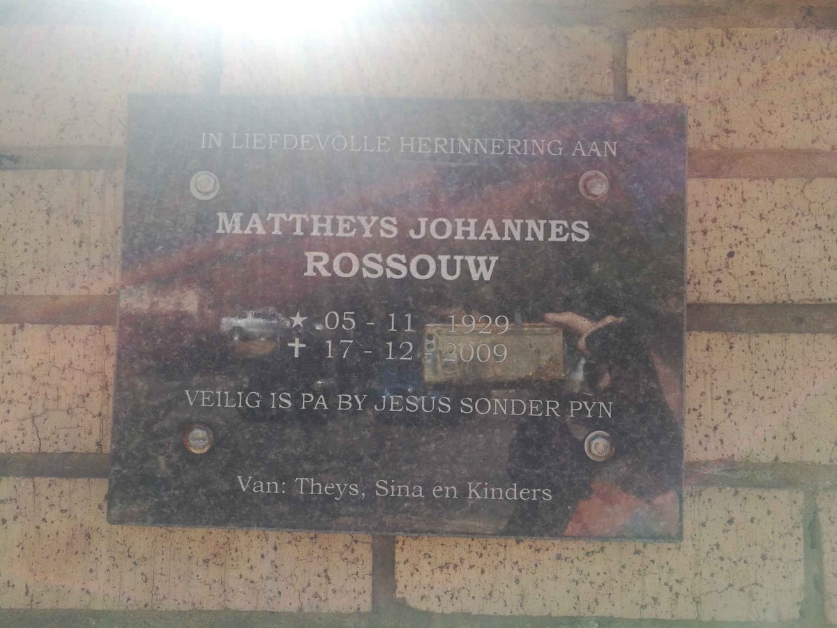 ROSSOUW Mattheys Johannes 1929-2009