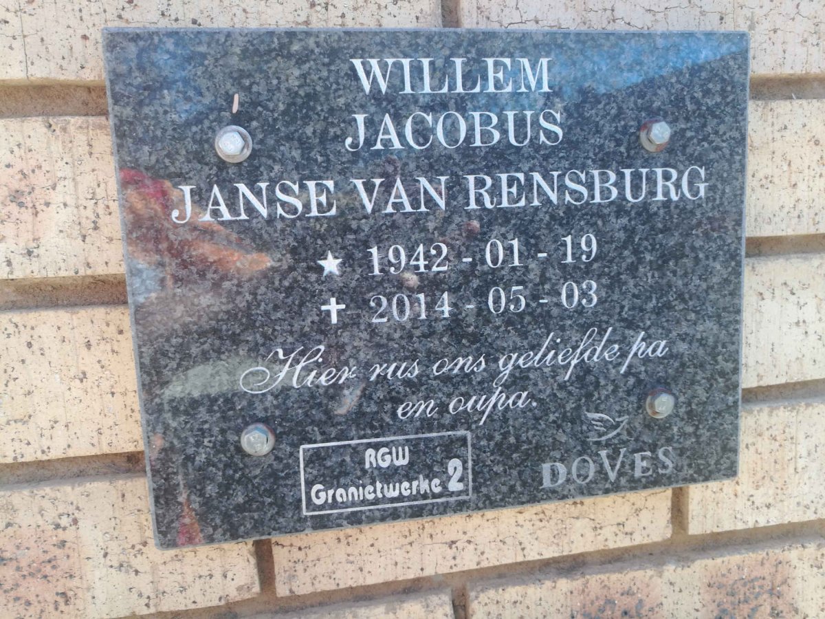 RENSBURG Willem Jacobus, Janse van 1942-2014