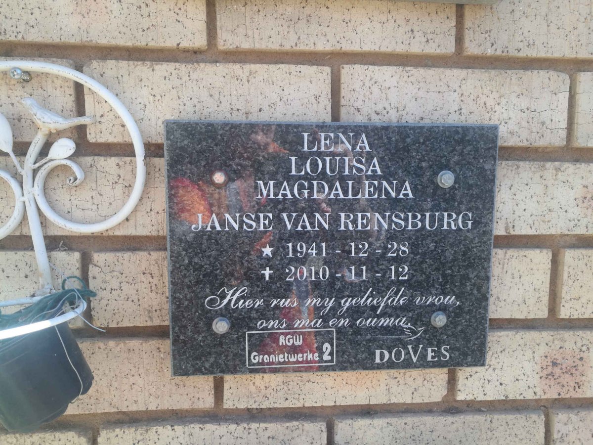 RENSBURG Lena Louisa Magdalena, Janse van 1941-2010