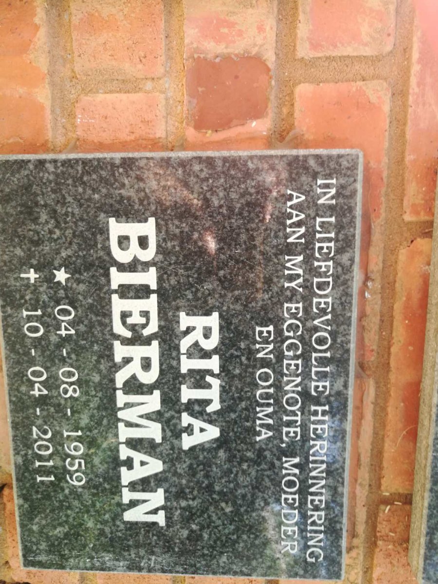BIERMAN Rita 1959-2011
