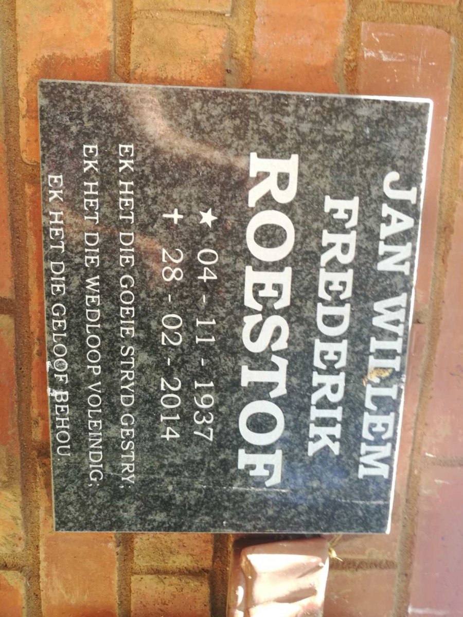 ROESTOF Jan Willem Frederik 1937-2014