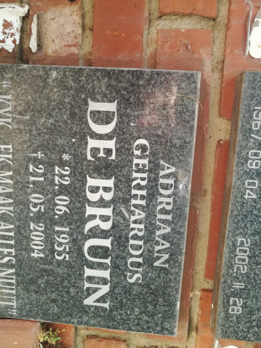 BRUIN Adriaan Gerhardus, de 1955-2004