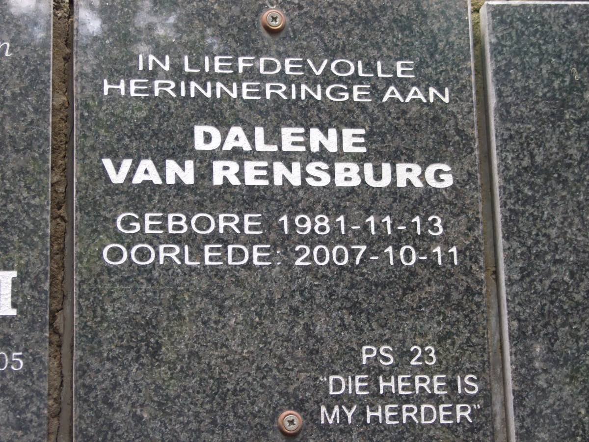 RENSBURG Dalene, van 1981-2007