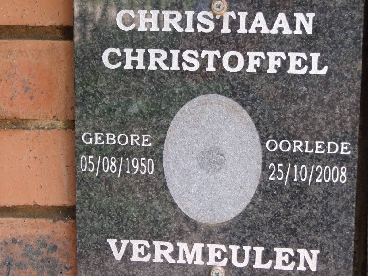 VERMEULEN Christiaan Christoffel 1950-2008 &amp; Gertruida Christina 1954-