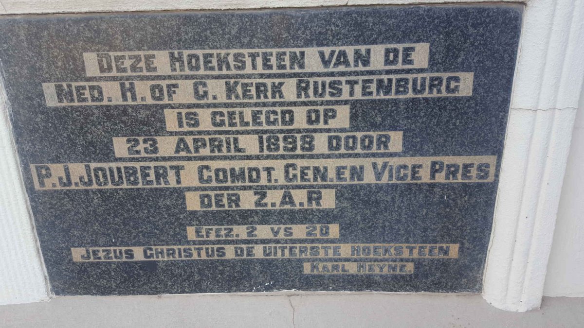 5. Hoeksteen NGK Rustenburg 1898