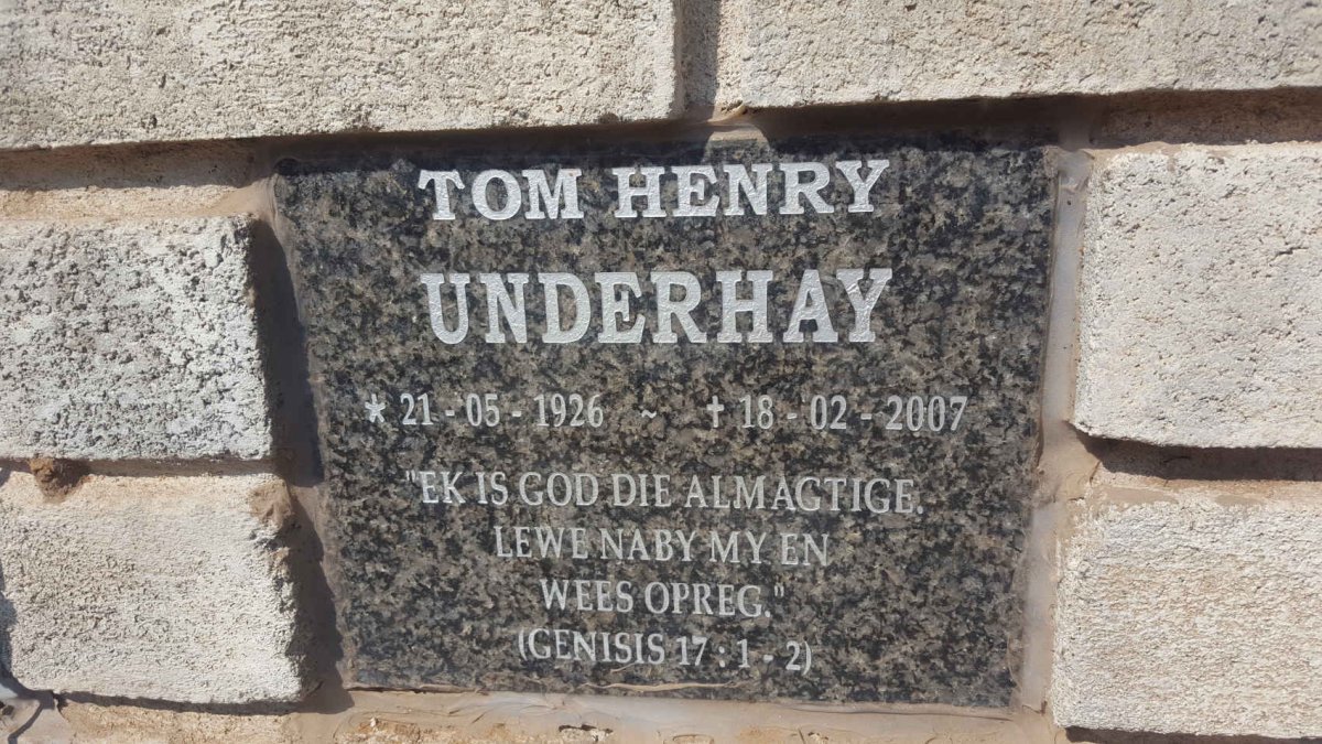 UNDERHAY Tom Henry 1926-2007